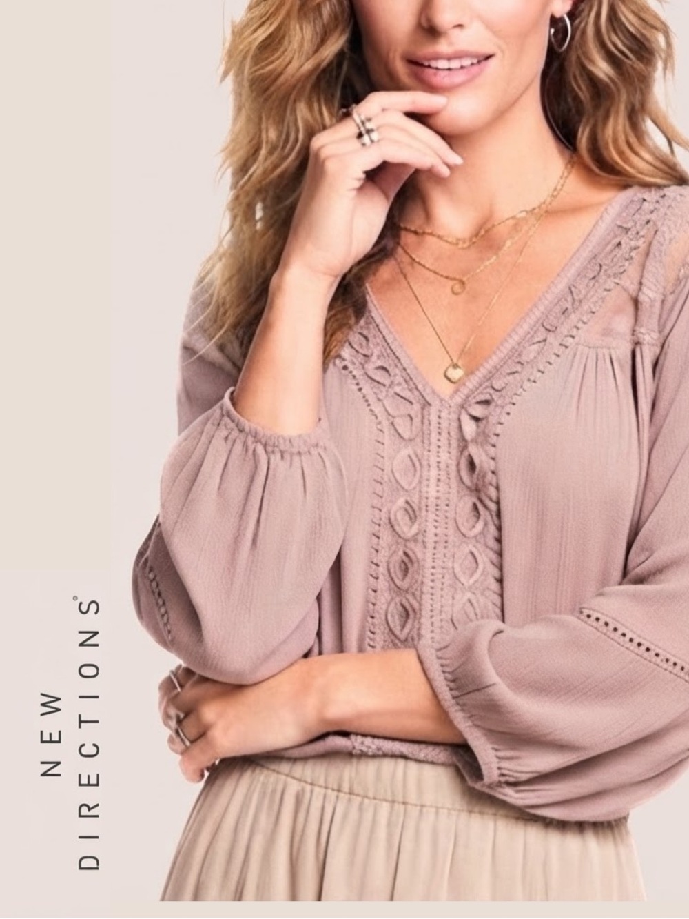 Boho Blouse • NWT
New Directions • Lace Peasant Blouse